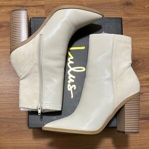 Lulu's Elegant Cream Heeled Boots